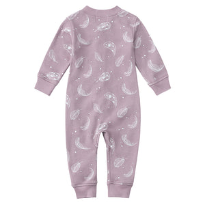 100% Organic Cotton Zip Footless Pajamas - Purple Feather