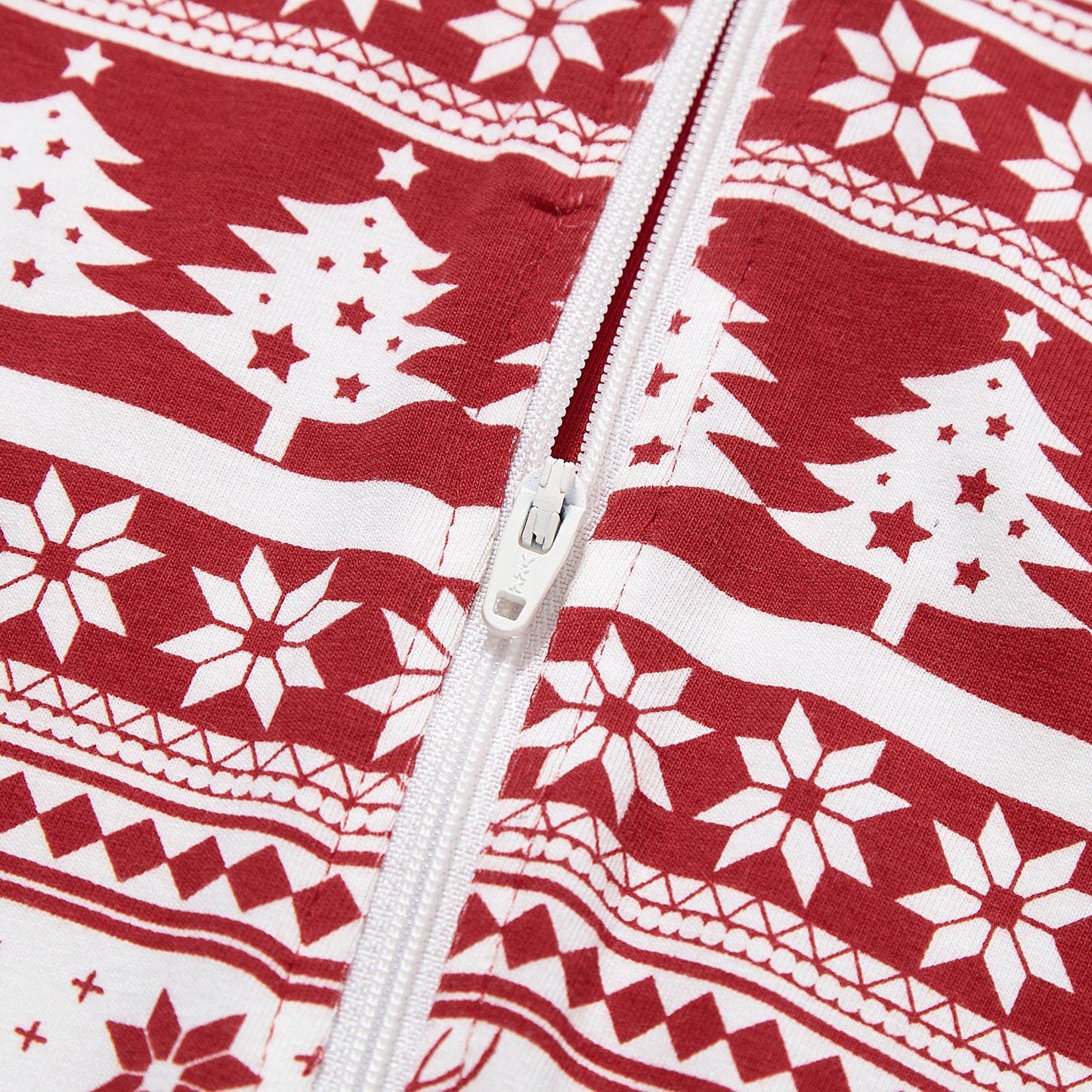 100% Organic Cotton Zip Footed Pajamas - Red Reindeer