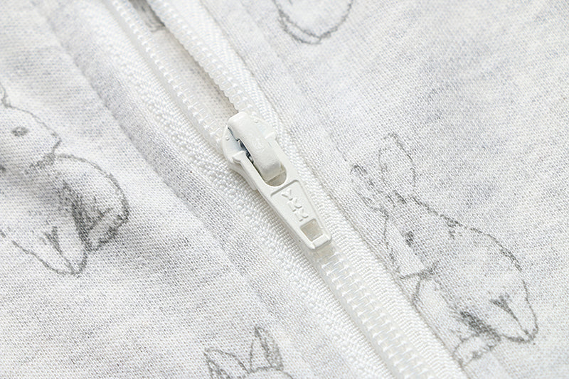 100% Organic Cotton 0.5tog Sleep Sack - Grey Rabbits