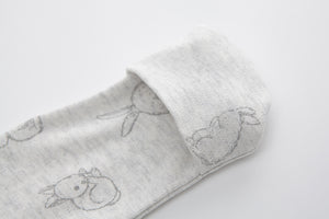 100% Organic Cotton Zip Footed Pajamas - Gray Rabbit