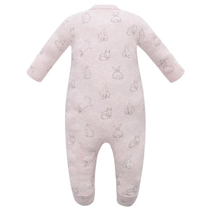 100% Organic Cotton Zip Footed Pajamas - Pink Rabbit