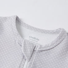 Load image into Gallery viewer, Bamboo &amp; Organic Cotton Blend Zip Footed Pajamas - White Dots