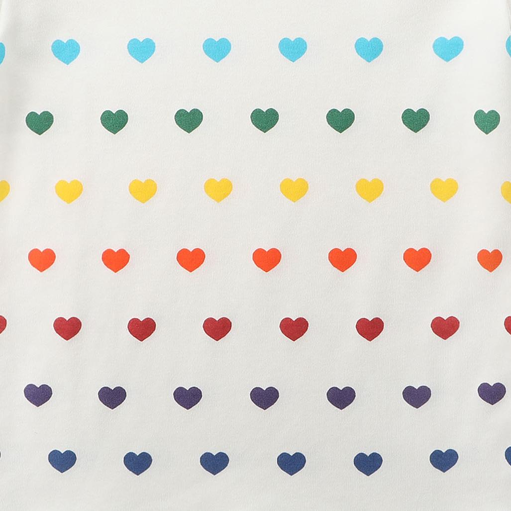 100% Organic Cotton Zip Footed Pajamas - Rainbow Hearts