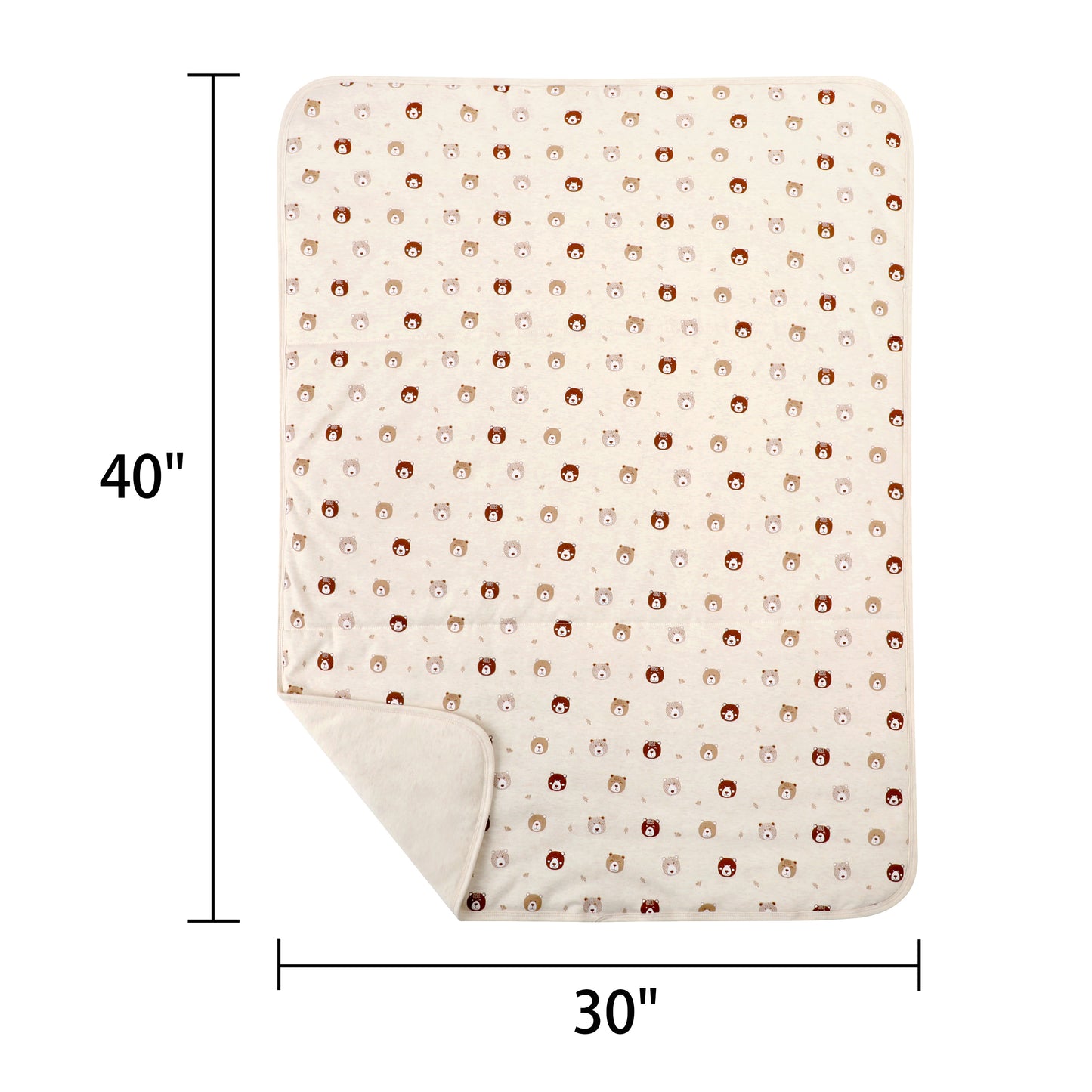 Owlivia Premium Organic Cotton Baby Blanket, Neutral Toddler Blanket with Soft Polyester Fill – Reversible Baby Infant Quilt 30"x40", Crib & Stroller Blanket(Mini Bears)