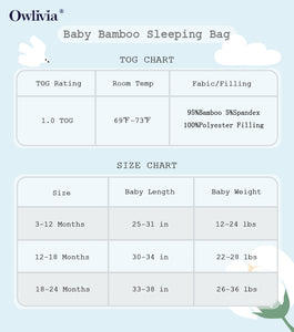 Owlivia Bamboo Rayon Baby Sleep Sack Unisex Sleeping Bag 1.0 TOG -Feather Mauve