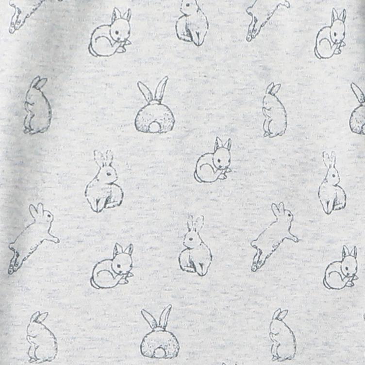 100% Organic Cotton Toddler 2 Piece Pajama Set - Grey Rabbits