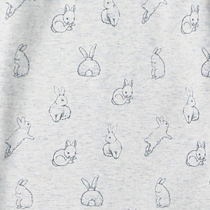 100% Organic Cotton Zip Footed Pajamas - Gray Rabbit