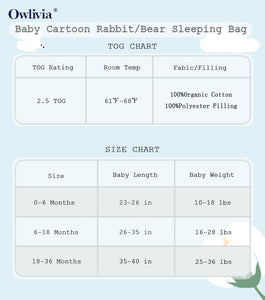 Organic Cotton Sleeping Bag 2.5 TOG Baby Sleep Sack - Bunny