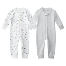 Load image into Gallery viewer, 100% Cotton Footless Zip Pajamas - 2 pack - Blue Star &amp; Gray Melange