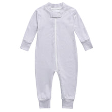 Load image into Gallery viewer, Bamboo &amp; Organic Cotton Blend Zip Footless Pajamas -White Dots