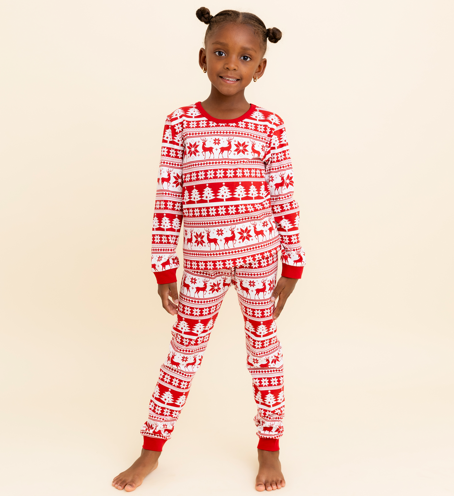 100% Organic Cotton Toddler 2 Piece Pajama Set -Red Reindeer