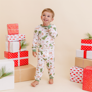 100% Organic Cotton Toddler 2 Piece Pajama Set - Christmas Tree