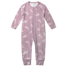 Load image into Gallery viewer, Bamboo Long Sleeve Zip Footless Baby Pajamas - Feather Mauve
