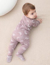 Load image into Gallery viewer, Bamboo Long Sleeve Zip Footed Pajamas - Feather Mauve