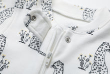 Load image into Gallery viewer, 100% Organic Cotton Zip Footless Short Sleeve Pajamas - Short Cheetah