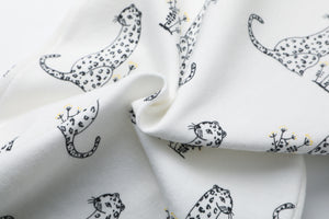 100% Organic Cotton Zip Footless Short Sleeve Pajamas - Short Cheetah