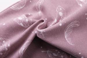 100% Organic Cotton Zip Footless Short Sleeve Pajamas - Ruffle Feather Mauve