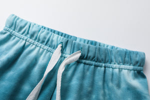100% Organic Cotton Toddler Summer 2 Piece short sleeve Pajama Set - Teal Tie Dye