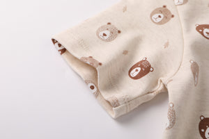 100% Organic Cotton Toddler Summer 2 Piece short sleeve Pajama Set - Mini Bears