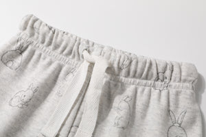 Organic Cotton Baby Shorts Toddler Summer Shorts - Gray & Navy & Grey Rabbit