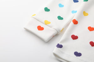 100% Organic Cotton Toddler 2 Piece Pajama Set - Rainbow Hearts