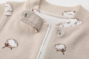 100% Organic Cotton Zip Footless Pajamas - Cotton Print