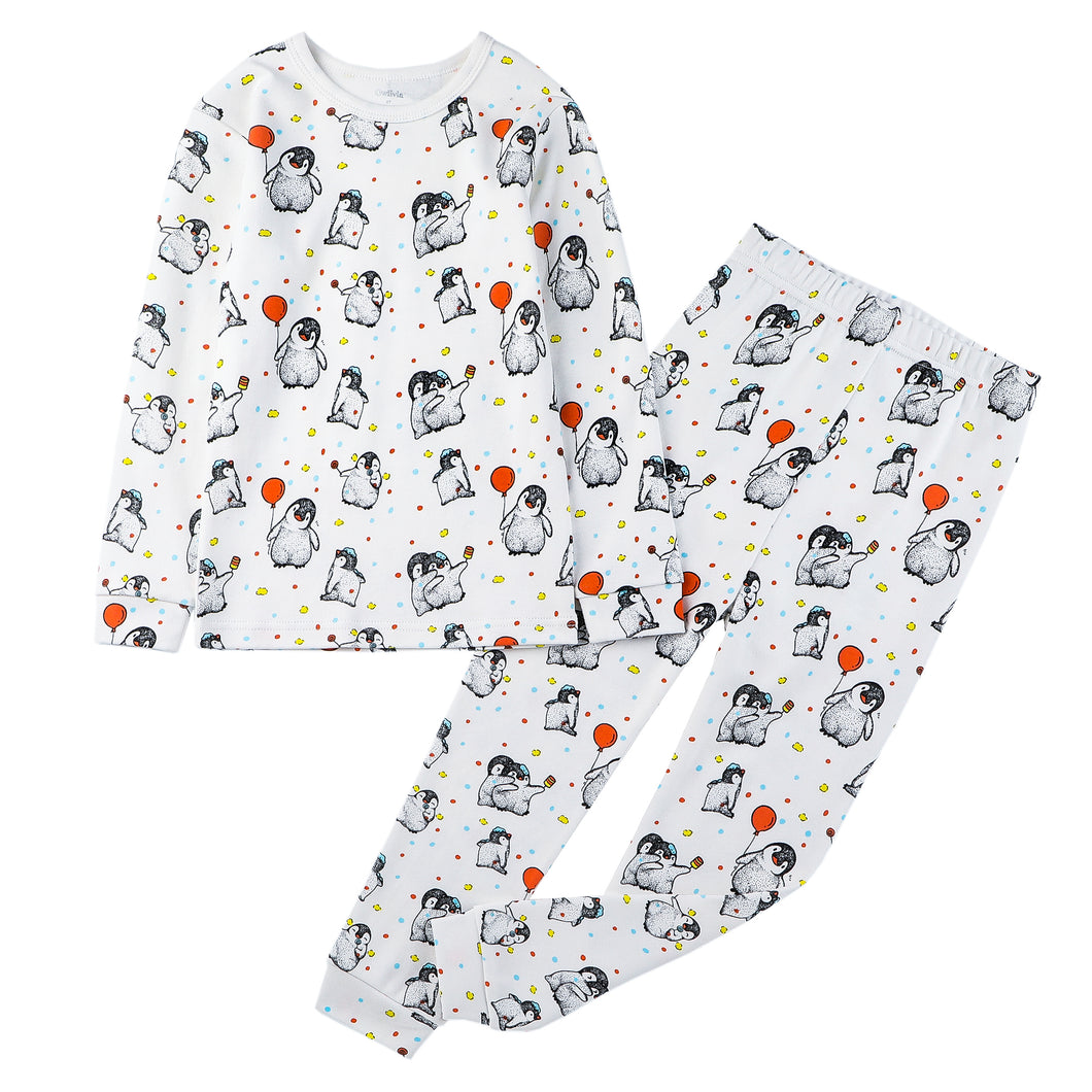 100% Organic Cotton Toddler 2 Piece Pajama Set - Happy Penguin – Owlivia