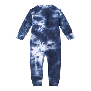 100% Organic Cotton Zip Footless Pajamas - Tie Dye Dark Navy
