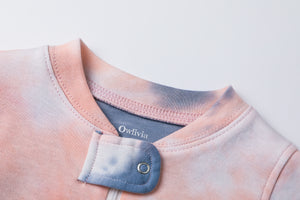 100% Organic Cotton Zip Footless Pajamas - Tie Dye Black Pink