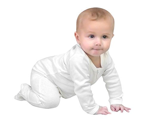 100% Organic Cotton Zip Footed Pajamas - Off-White