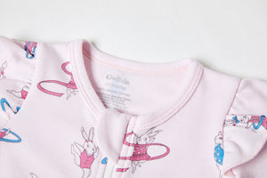 100% Organic Cotton Zip Footed Pajamas - Gym Rabbit