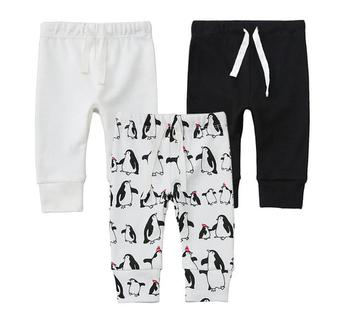 100% Cotton Joggers - 3 pack - Off-White, Black and Penguins