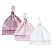 Load image into Gallery viewer, 100% Organic Cotton Hats- 3 Pack - Pink Melange, Mauve Feather and Off-White