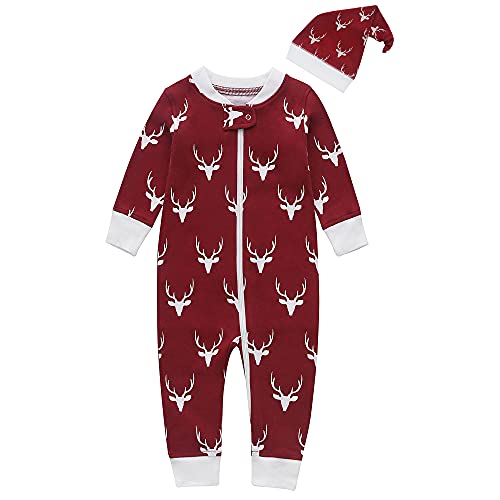 100% Organic Cotton Zip Footless Pajamas - Christmas Deers