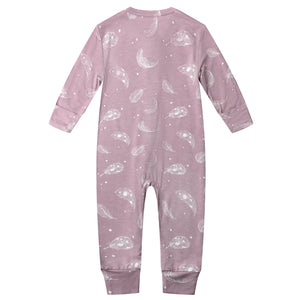 Bamboo Long Sleeve Zip Footless Baby Pajamas - Feather Mauve