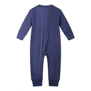 Bamboo Long Sleeve Zip Footless Baby Pajamas - Navy