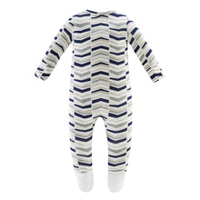 Load image into Gallery viewer, Bamboo Long Sleeve Zip Footed Pajamas - Blue Arrow