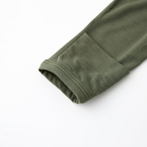 Bamboo Long Sleeve Zip Footed Pajamas - Olive