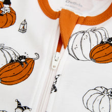 Load image into Gallery viewer, 100% Organic Cotton Zip Footed Pajamas - Pumpkins