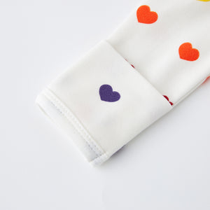100% Organic Cotton Zip Footed Pajamas - Rainbow Hearts