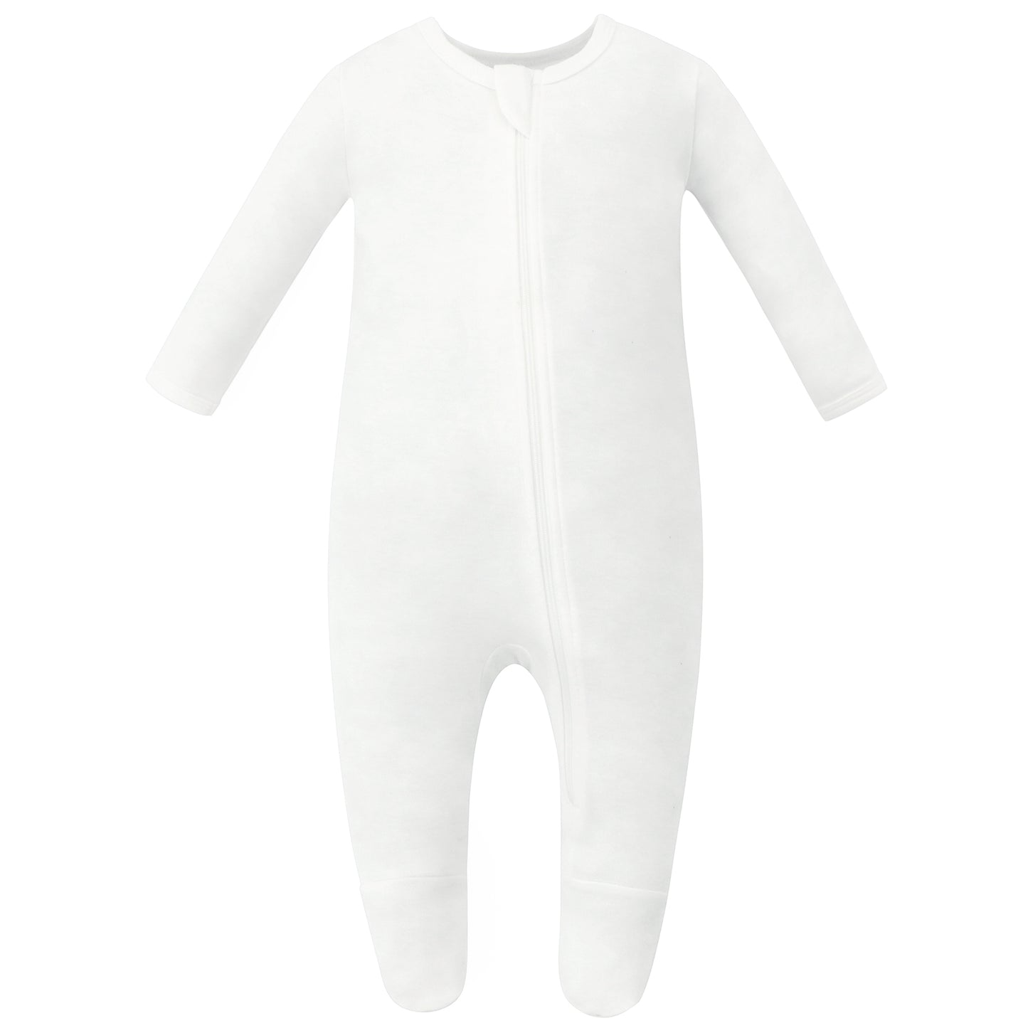 100% Organic Cotton Zip Footed Pajamas - Off-White