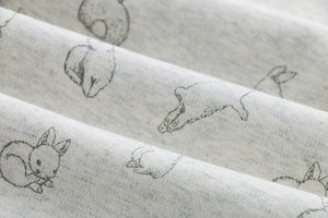 100% Organic Cotton Toddler Summer 2 Piece short sleeve Pajama Set - Rabbit Gray