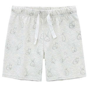 100% Organic Cotton Toddler Summer 2 Piece short sleeve Pajama Set - Rabbit Gray