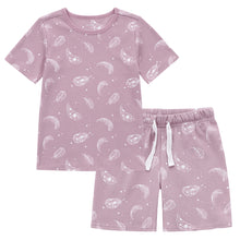 Load image into Gallery viewer, 100% Organic Cotton Toddler Summer 2 Piece short sleeve Pajama Set - Mauve Feather
