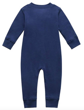 Load image into Gallery viewer, 100% Organic Cotton Zip Footless Pajamas - Navy