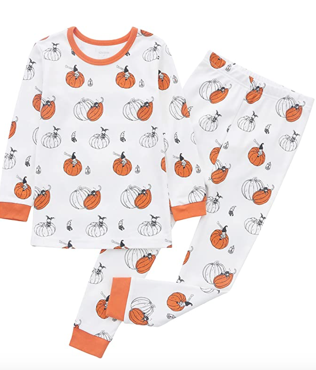 100% Organic Cotton Toddler 2 Piece Pajama Set - Halloween Pumpkins