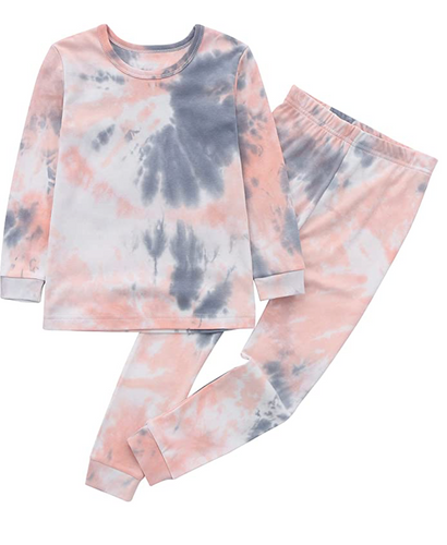 100% Organic Cotton Toddler 2 Piece Pajama Set - Pink Tie Dye
