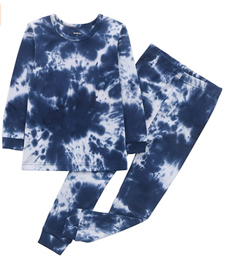 100% Organic Cotton Toddler 2 Piece Pajama Set - Dark Navy Tie Dye