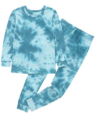 100% Organic Cotton Toddler 2 Piece Pajama Set - Teal Tie Dye