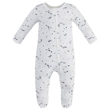 Load image into Gallery viewer, 100% Cotton Zip Footed Pajamas - 2 Pack - Blue Star &amp; Grey Melange